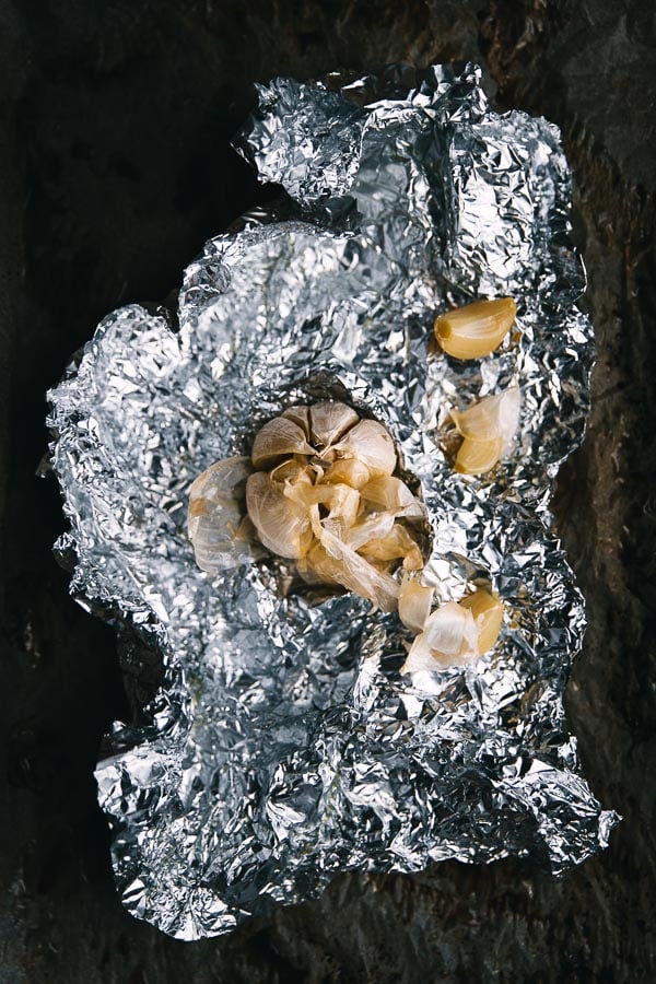 Roast garlic wrapped in foil.