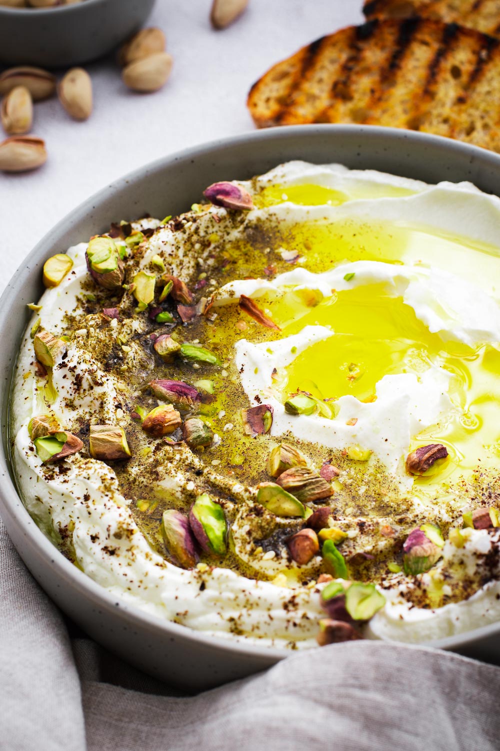 Homemade labneh with pistachio and za'atar.