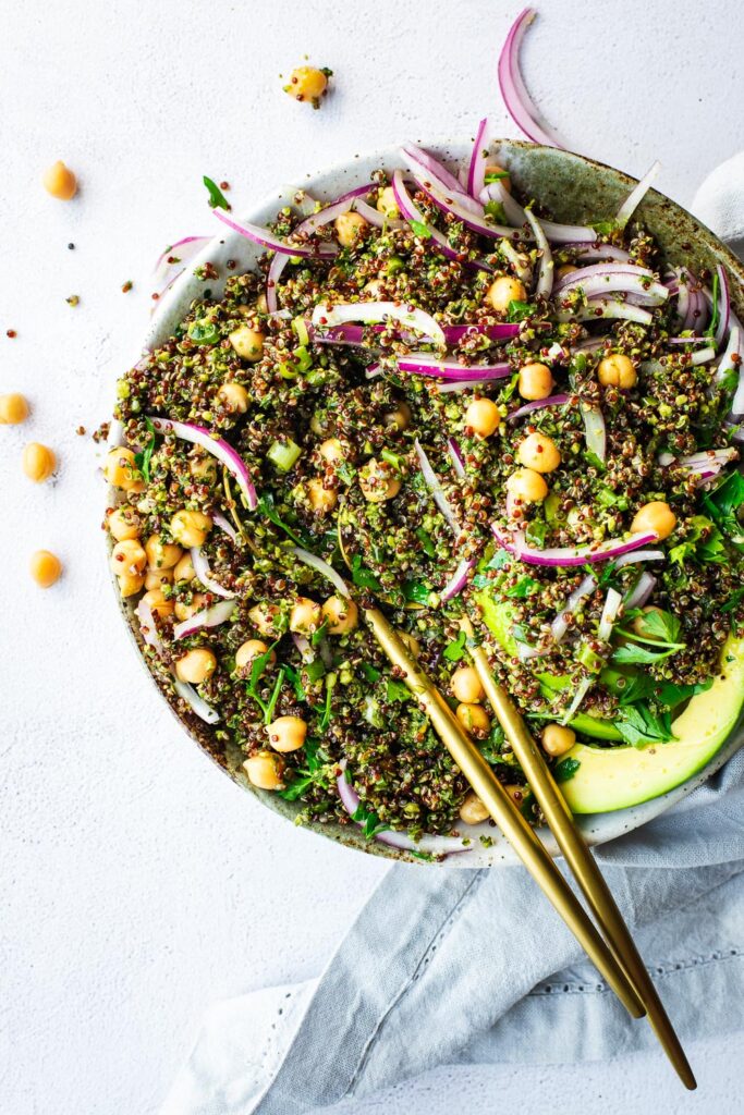 Kale Quinoa Salad with Chickpeas & Avocado - Non-Guilty Pleasures