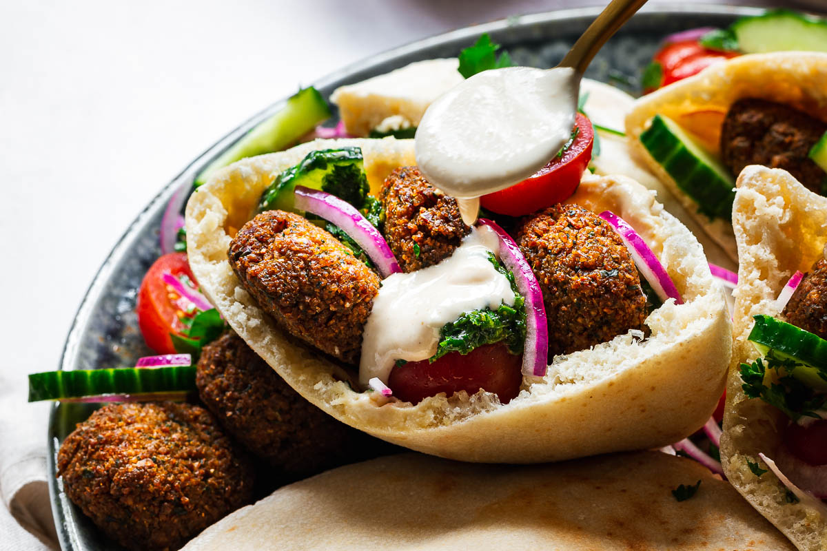 The Best Falafel Sandwich in Pita with Tahini - My Pure Plants