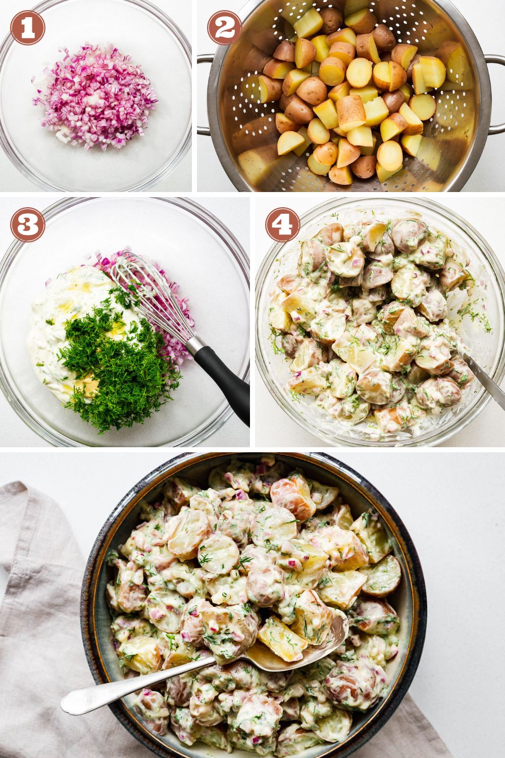 How to make dill red potato salad in four easy steps.